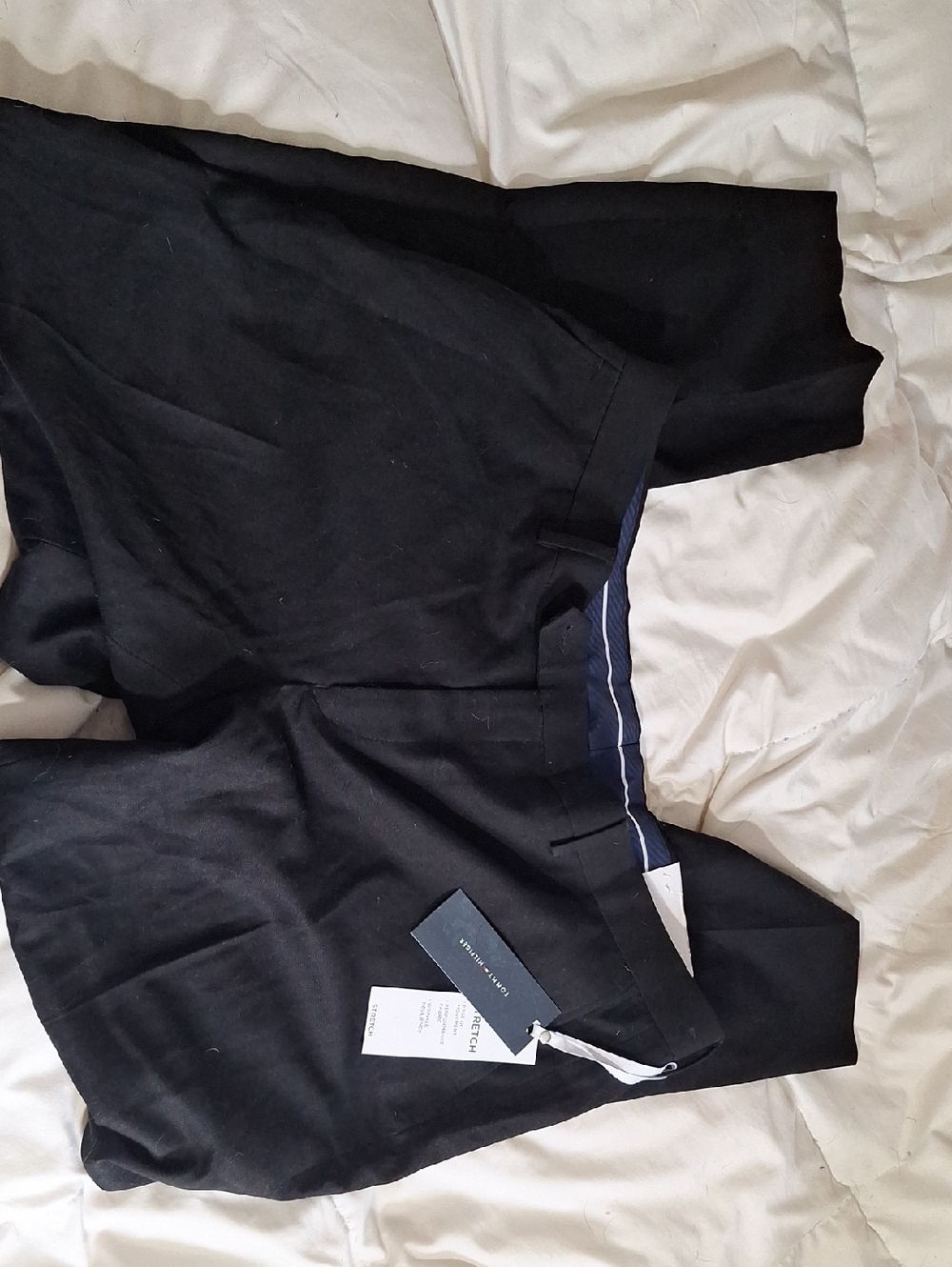 Tommy Hilfiger Black Pants with Navy Waistband Detail
